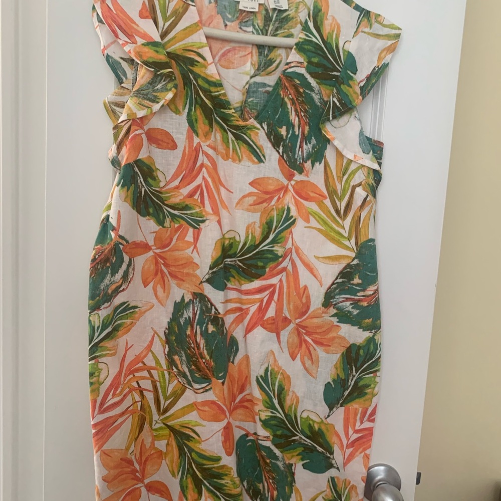 Nicole Miller Tropical Leaf Print Dress